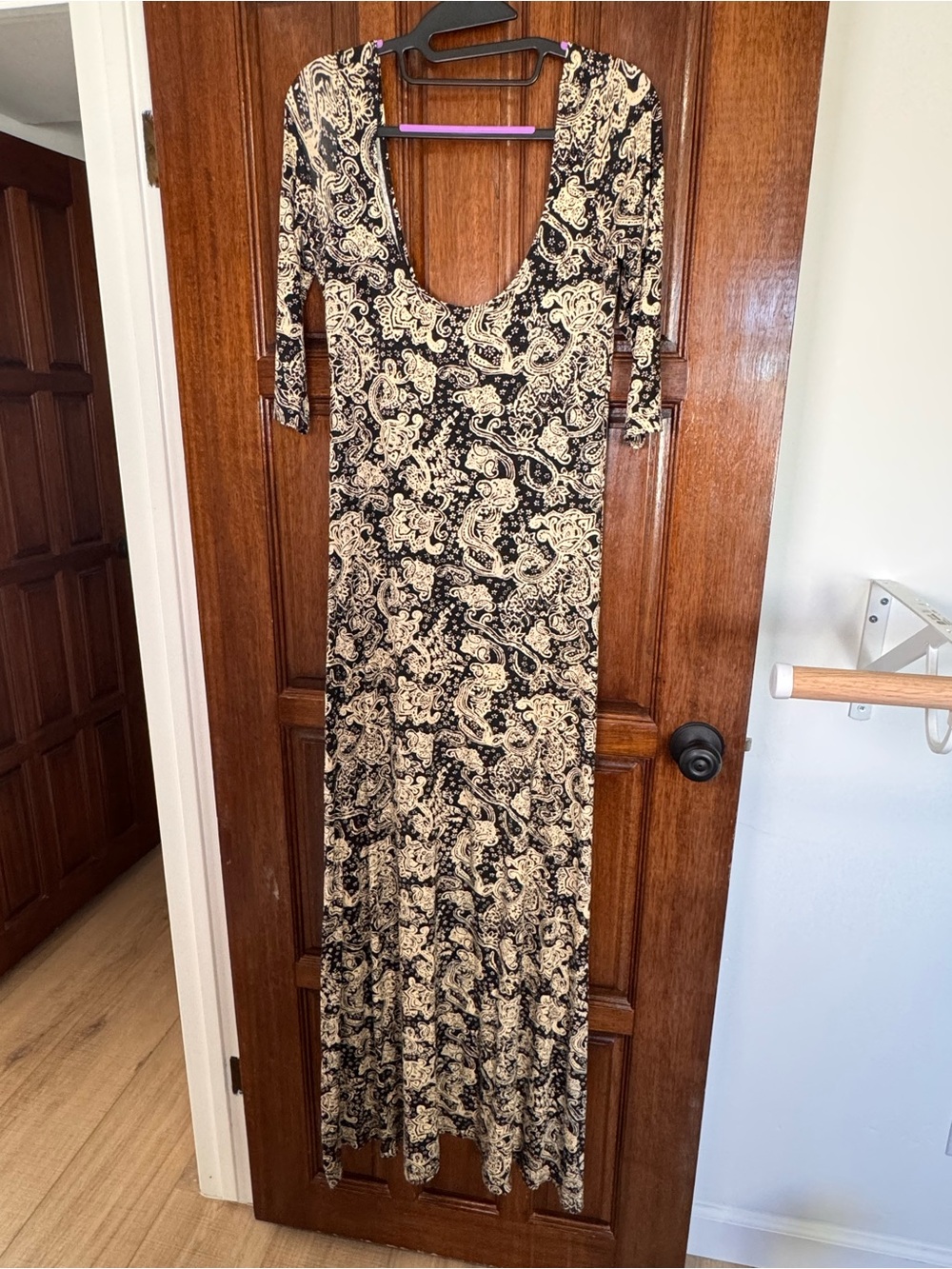 Novella Royale Black and Cream Paisley Maxi Dress